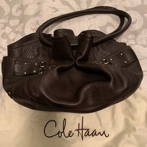 Cole Haan Bucket Bag, Brown Pebbled Leather